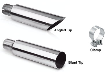 TRI-HYBERS 4.5” Angle Cut Stainless Exhaust Tip – 2.5” Inlet, Clamp-On, Polished