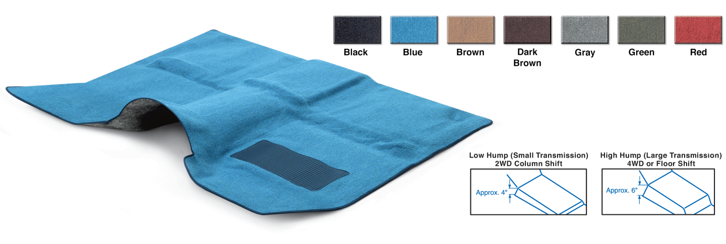 thumbnail image 2 of LLoyd Mats Black Carpet Floor Mats For 1967-1970 Chevy C10/K10 Pickup – Blue Embroidered Logo, 2-Piece Front 2 of 6