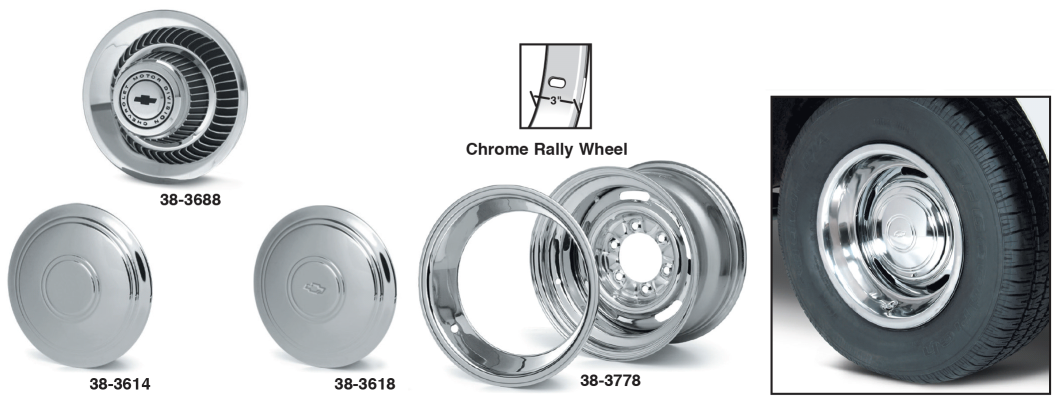 4pc Chrome Chevy GM Rally Tri-Bar Spinner Wheel Center Hub Caps – Vintage Fit