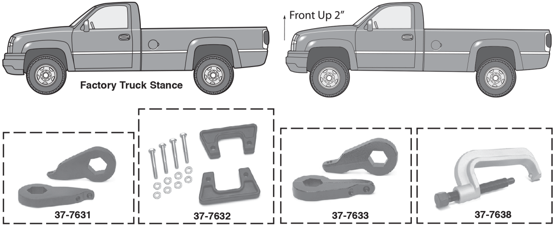 thumbnail image 2 of DYSO 1-3” Front Leveling Lift Kit – Chevy GMC 88-06 Silverado Sierra 1500 4WD – Torsion Keys 2 of 6
