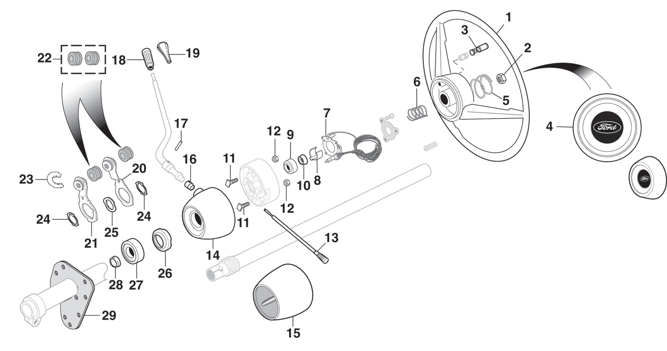 1967-1972 Ford Truck Manual Steering Column – 3 On The Tree, Vintage Used