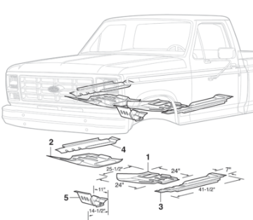 1980-96 Floor Pan Outer Section - LMC Truck