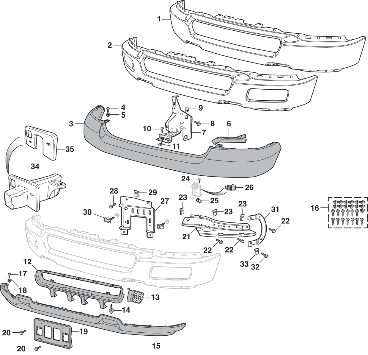 200405 Ford F150 Front Bumper & Components Chrome & Primer LMC Truck