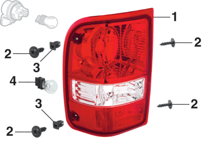 thumbnail image 2 of Muds CPR Ford Ranger Tail Lights – Left & Right Set For 2001-2011 (Red/Clear) 2 of 6