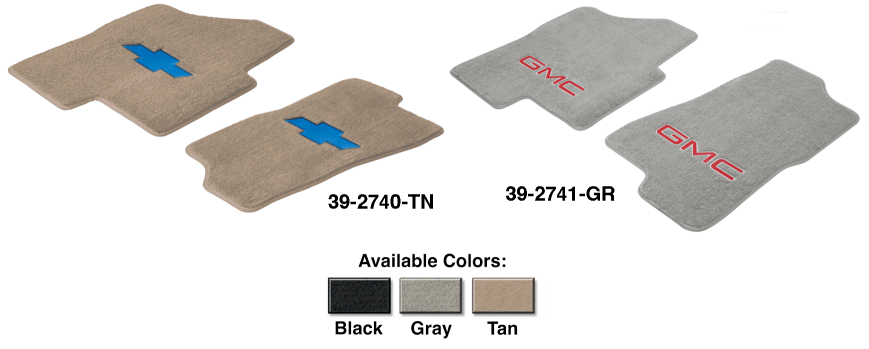 CHEVY & GMC TRUCKS & SUVS 1999-2013 - Logo Floor Mat Set Protects Your Carpet