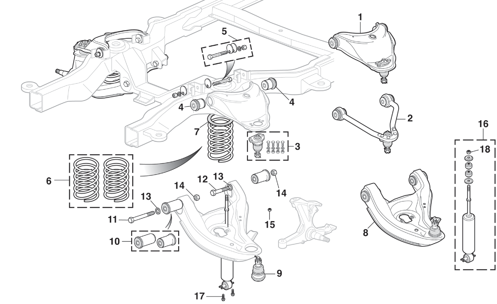CHEVY & GMC SUVS 1992-1999 - Front Suspension - 2 Wheel Drive