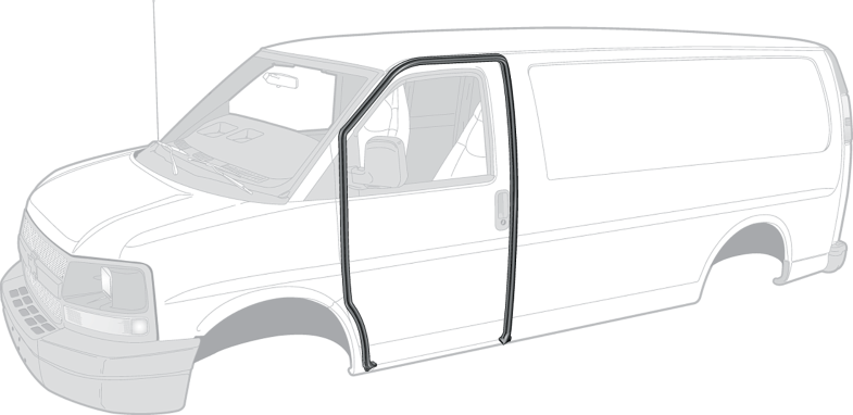 CHEVY, FORD, DODGE, GMC FULL SIZE VANS 1971-2012 - Front Door Weatherstrip