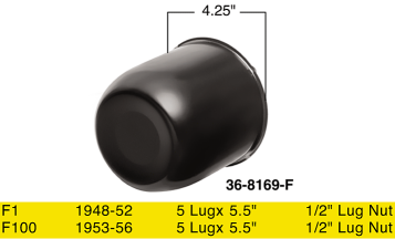 FORD TRUCKS 1948-1956 - Black Wheel Center Cap