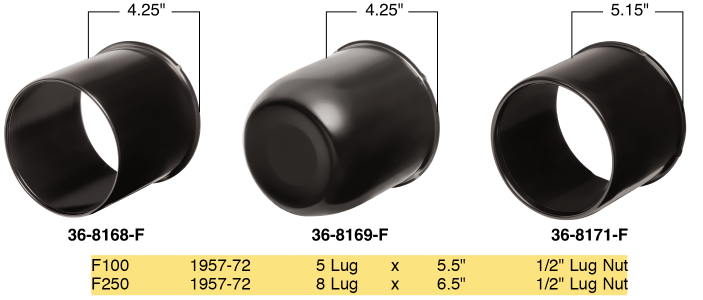 FORD TRUCKS 1957-1972 - Black Wheel Center Caps