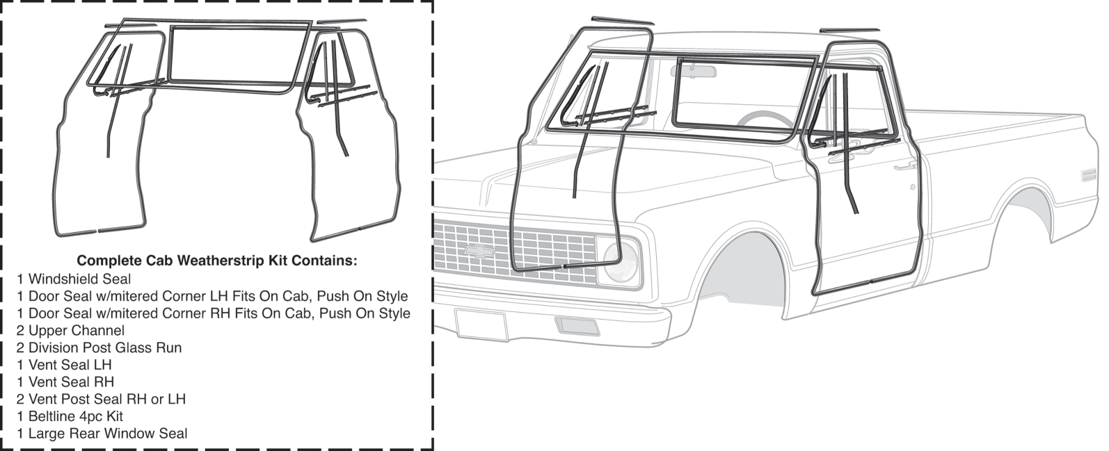 CHEVY & GMC TRUCKS & SUVS 1967-1972 - Complete Cab Weatherstrip Kits