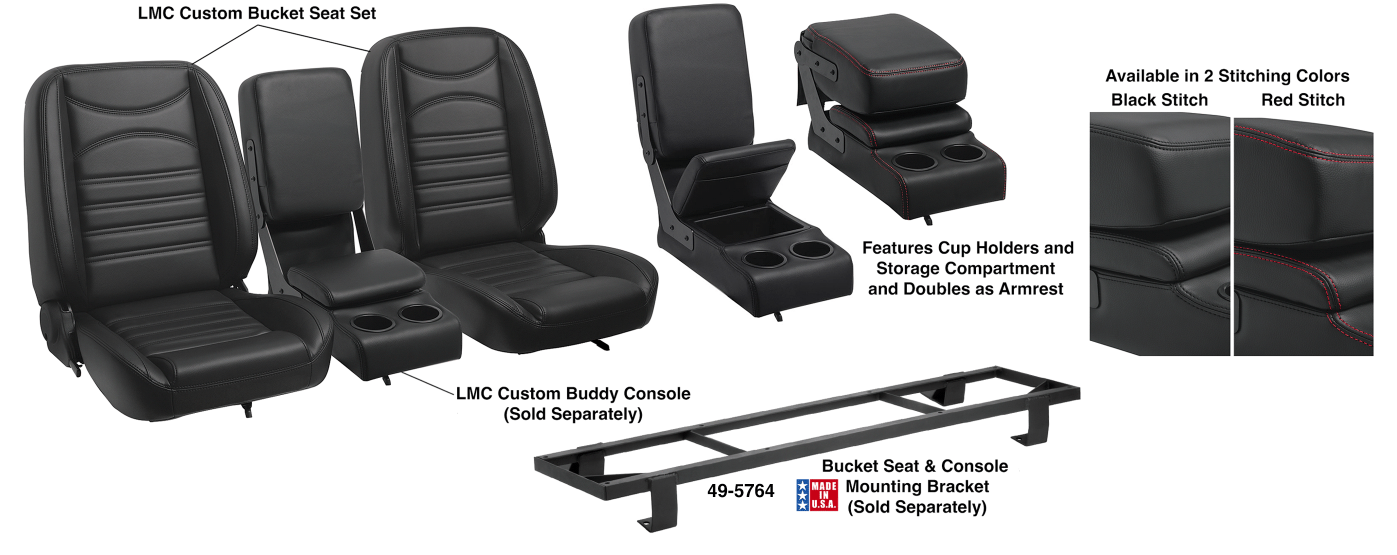 FORD TRUCKS & BRONCOS 1973-1979 - LMC Bucket Seat Sets and LMC Buddy Consoles