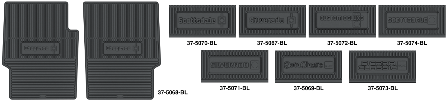 CHEVY & GMC TRUCKS 1973-1987 - 1975-88 Legendary Auto Interiors Logo Rubber Floor Mat Sets