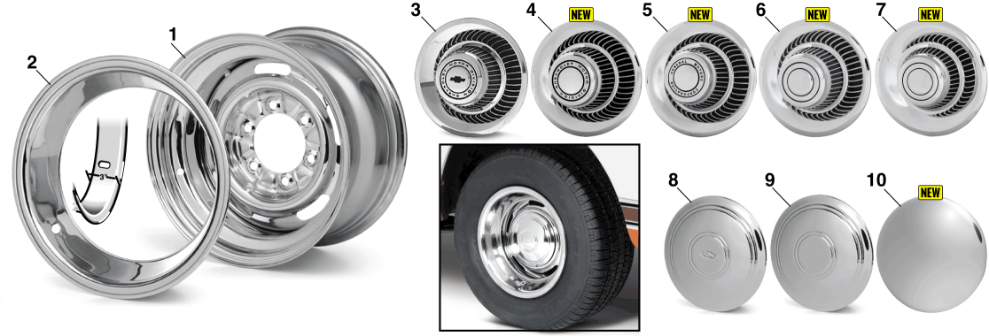 358　GMC RTT5.5 CHEVY & GMC TRUCKS 1973-1987 - 1973-87 Chrome Rally Wheel
